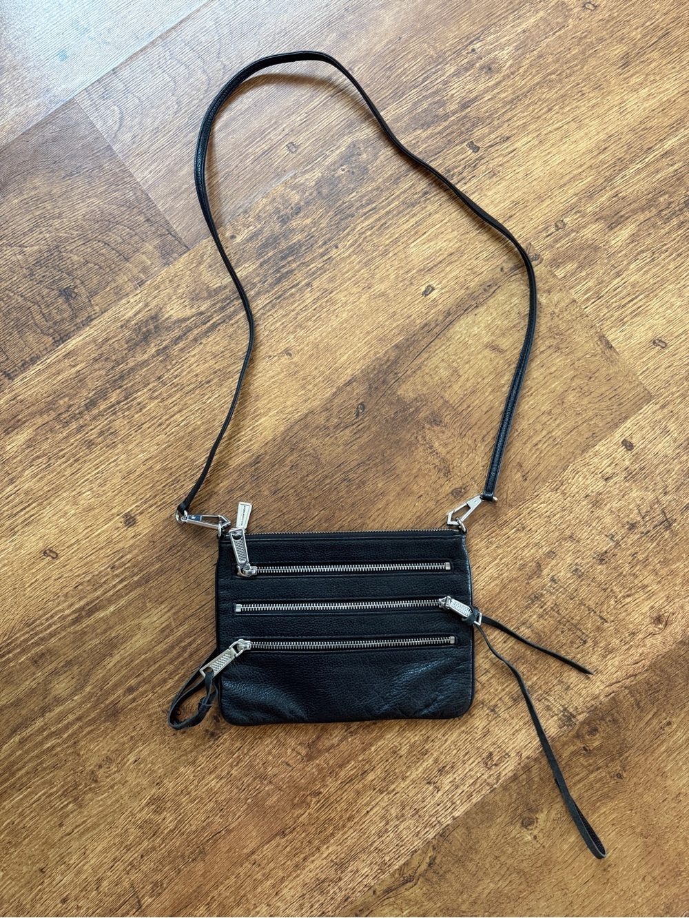 Rebecca Minkoff Black Leather Triple-Zip Crossbody
